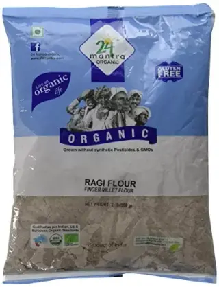 24 Mantra Organic Ragi Flour (Finger Millet Flour) - 4 Lbs, Gray Atta Flours & Sooji, 4 LB