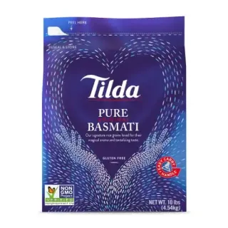 Riviana Foods, Inc. Tilda Pure Basmati Rice, Premium Aromatic And Authentic Rice, Large Resealable Bag,