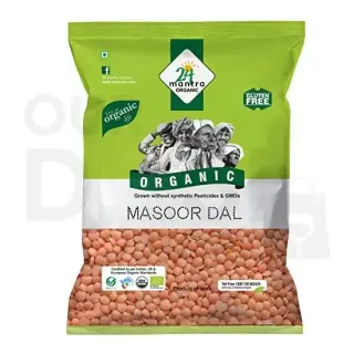 24 Letter Mantra Organic Split Red Lentils (masoor Dal), 2 LB
